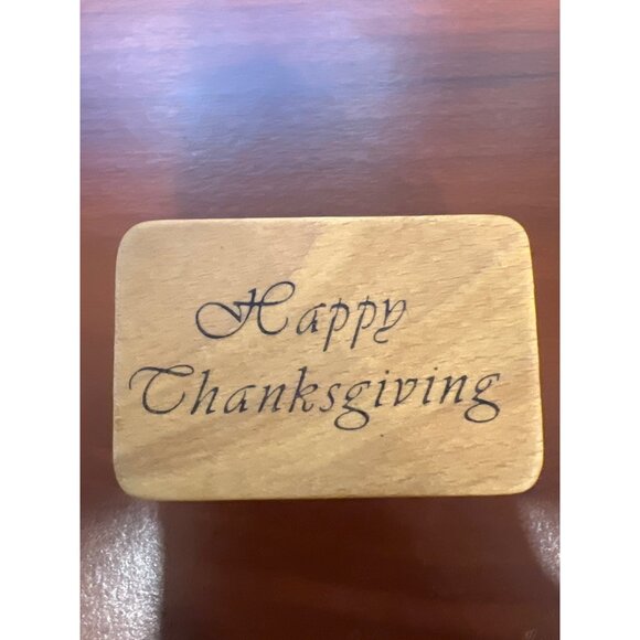 Happy Thanksgiving Rubber Stamp 1989 Co-Motion Stamps Tucson AZ Wood Block - Picture 1 of 9